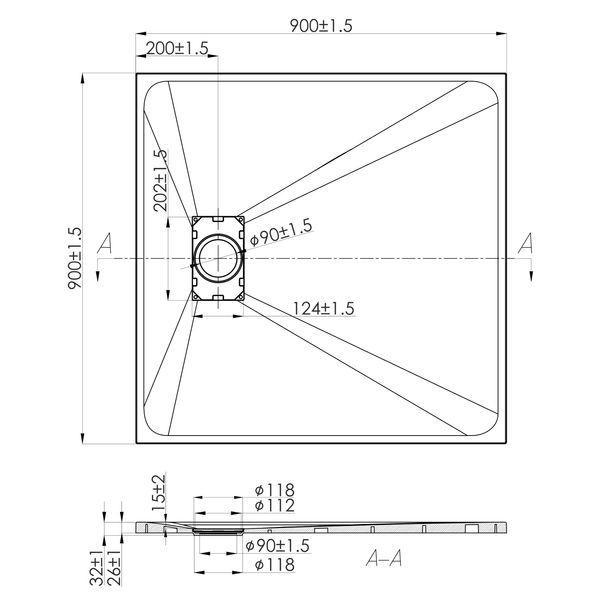 Піддон LA PIETRA квадратний 90*90 см, grey DM4С003GR фото