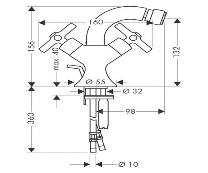 Axor Terrano - змішувач на біде (хрестики) сатінокс HANSGROHE 37230810 37230810 фото