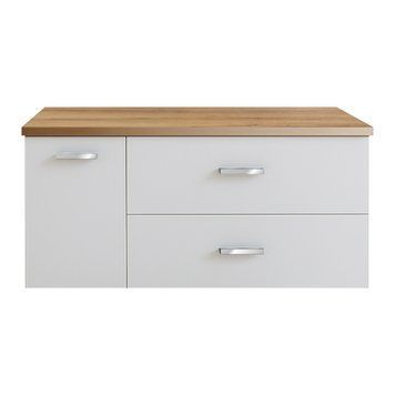 VICTORIA BASIC MODULAR комплект 89см: тумба 59см під накладний умивальник; модуль 30см із дверцятами; стільниця89 см; колір:білий/білий/дуб A85657580D фото