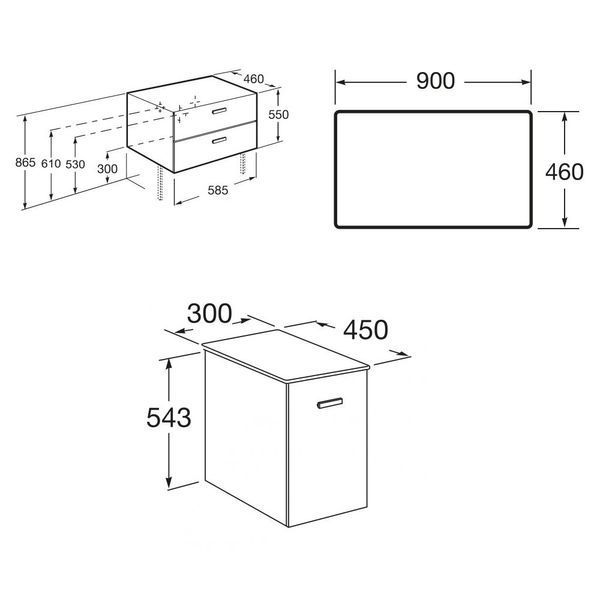 VICTORIA BASIC MODULAR комплект 89см: тумба 59см під накладний умивальник; модуль 30см із дверцятами; стільниця89 см; колір:білий/білий/дуб A85657580D фото
