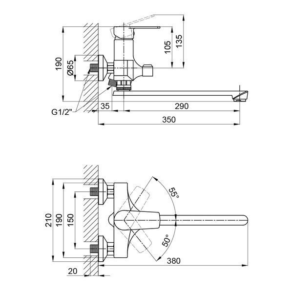 Змішувач для ванни Brinex 35W 005 BRIN35W005 фото