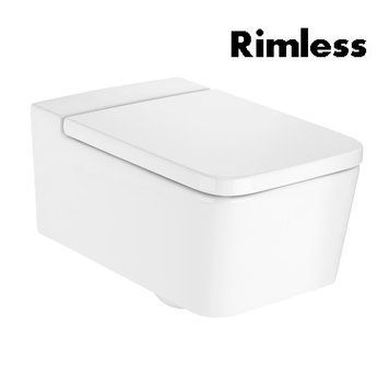 INSPIRA Square унiтаз 370*560*440мм, пiдвiсний, квадратний, Rimless, горизонтальний випуск A346537000 фото
