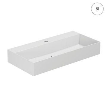 ELEGANCE SQUARED умивальник 81*40см, з отвором під змішувач із донним клапаном, білий ELLP080400QMBI+PILCE фото