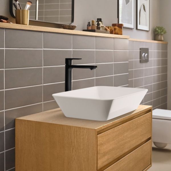 REBRIS E змішувач для умивальника 240, CoolStart,EcoSmart +, чорний матовий 72591670 фото