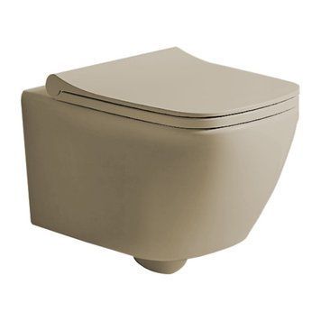 FLAVIO унітаз підвісний безободковий, з сидінням Slim Soft Close, matt coffee milk DM2I004MC фото