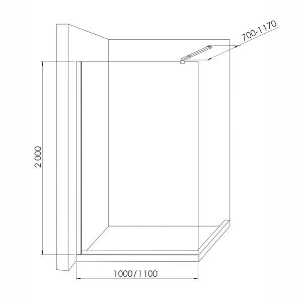VOLLE WALK-IN комплект 110*200см (скло M&aacute;vat, профіль та тримач чорний мат) 1800.0111004 фото