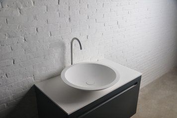 Умивальник 51,5*10,5см накладний кам'яний круглий Solid surface 13-40-856 фото