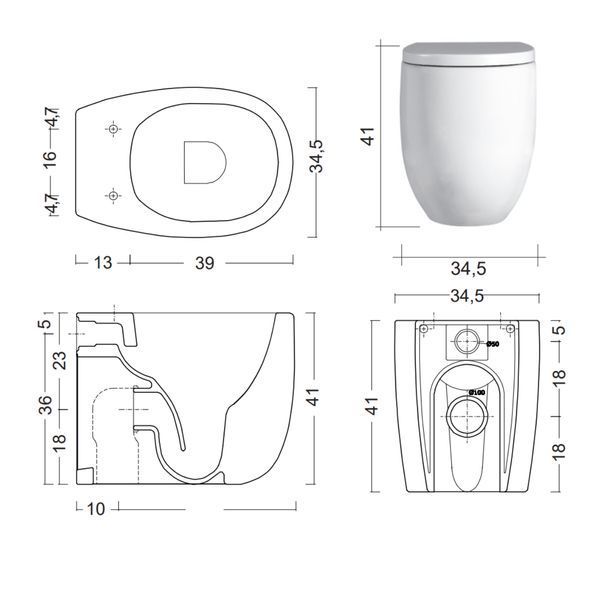 MILK унітаз підлоговий Rimless 52 см, колір білий матовий 003716003 фото