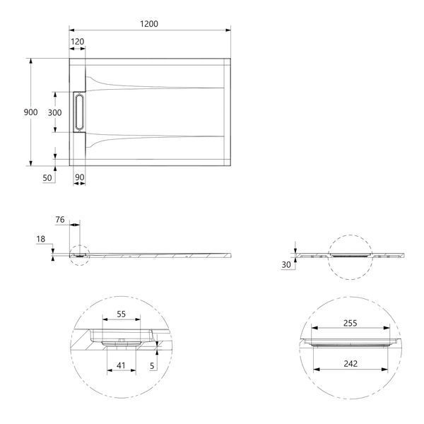 Піддон кам'яний 120*90*3 см, структура Ardesia, grey DM4С002GR фото