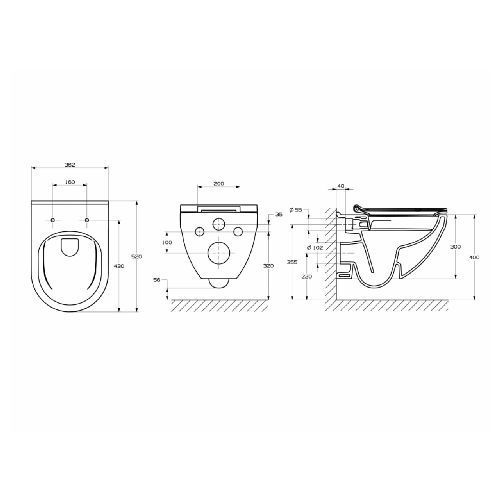 Набір інсталяційний:HEBE Round Rimless підвісний унітаз, з сидінням Slim slow closing+RAPID SL 3в1 інсталяц. система для підв. унітазу, б/прокладки A34H138000+38772001 фото