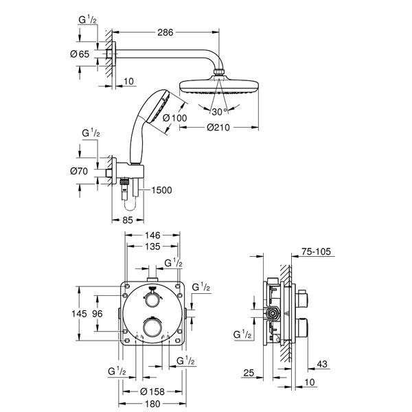 Grohe Grohtherm Набір для комплектації душа з Tempesta 210 34727000 фото