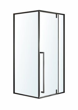 MORA 90-C душова кабіна 90*90*200 см квадратна, двері розпашні, профіль чорний матовий, скло прозоре 1037.125504 фото