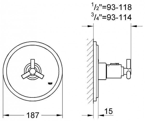 ATRIO-Центральний термотат GROHE 19147000 (верхня монтажна частина до 34101), хром 19147000 фото