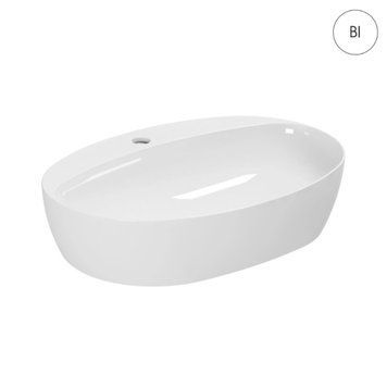 ELEGANCE CIRCLE умивальник накладний 60*42см, з отвором під змішувач з донним клапаном, білий ELLA060420CMBI+PILCE фото