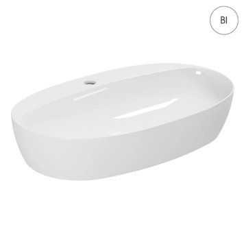 ELEGANCE CIRCLE умивальник накладний 70*42см, з отвором під змішувач із донним клапаном, білий ELLA070420CMBI+PILCE фото