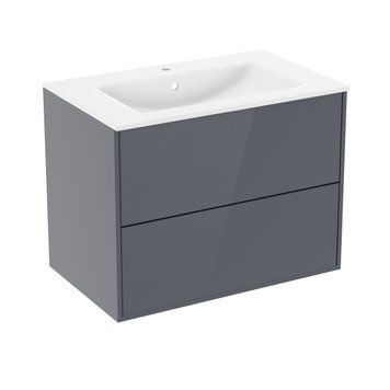 Комплект меблів 100см сірий: умивальник VILLEROY & BOCH VERITY LINE + тумба 100см підвісна, 2 ящика B12100G фото