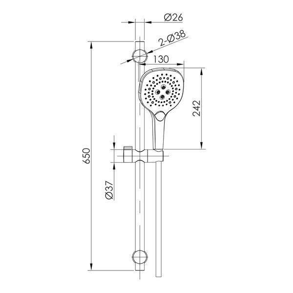 BILOVEC душовий гарнітур (лійка, штанга, шланг PVC), брашований нікель f03800906AB фото